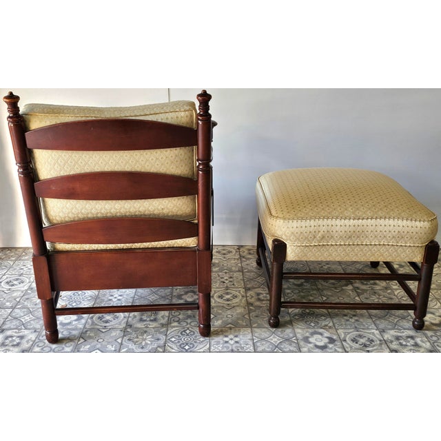 Mid 20th Century Stickley English Colonial Cherry Valley Collection Lounge Chair and Ottoman Set For Sale - Image 12 of 12