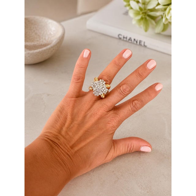 Vintage 18k Gold Diamond Bombe Cocktail Ring, 3.75 Carats, Size 7 For Sale - Image 15 of 16