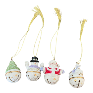 Vintage Lenox Set of 4 Christmas Ornaments Porcelain Holidays Snow Man Tree Santa