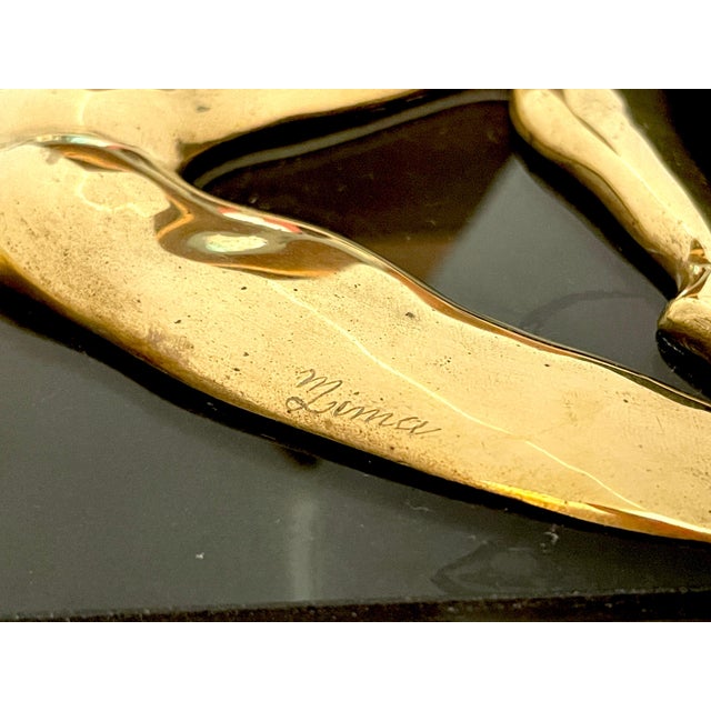 Metal Signed M. Lima Abstract Bronze and Glass Bookends, Nude Profiles - Set of 2 For Sale - Image 7 of 12