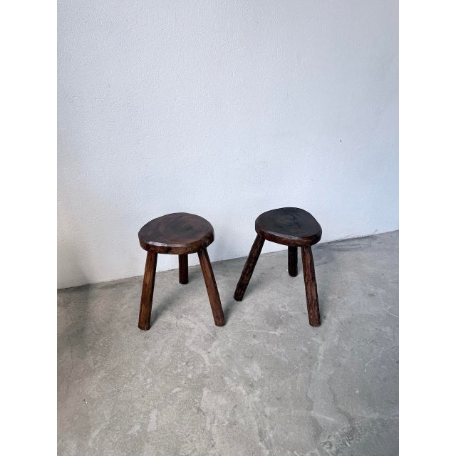 Oak Tripod Stools, 1950s, Set of 2 For Sale - Image 6 of 18
