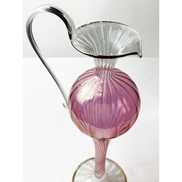 Mid-Century Modern Murano Pink Venetian Glass Pitcher, 1940s For Sale - Image 11 of 14
