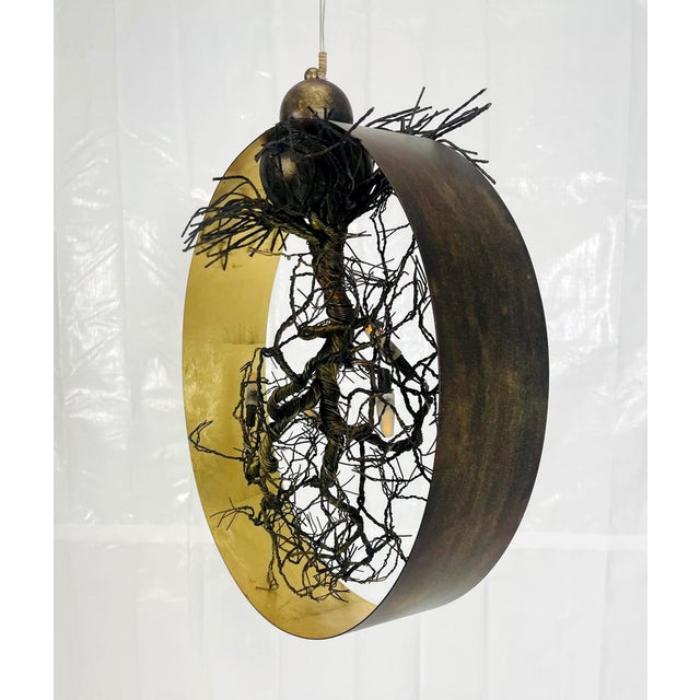 2020s Handmade “Roots” Table Lamp by F+m Fos, Oxidized Gold Ring, Greece For Sale - Image 5 of 18