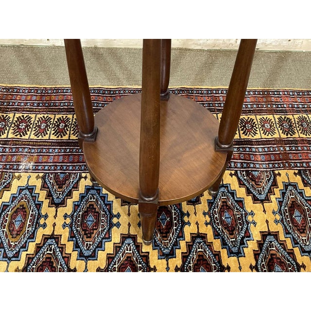 Round Side Table in Cherry Wood with Marble Top, 1970s For Sale - Image 9 of 10