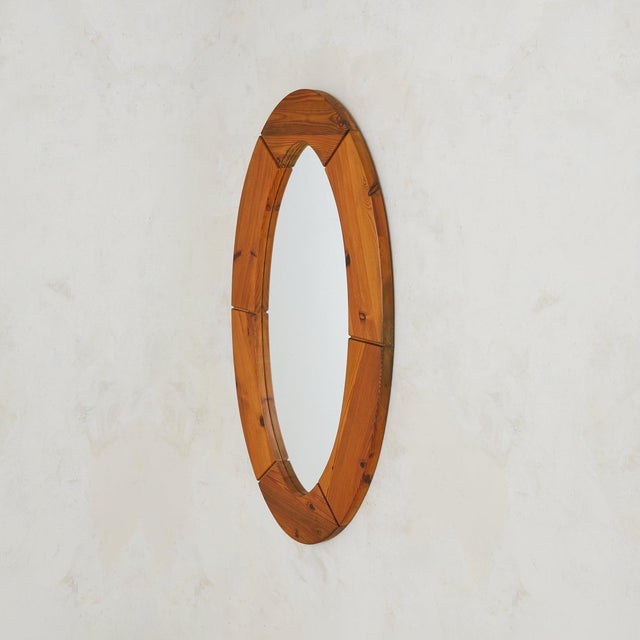 Swedish Oval Pine Wall Mirror by Glas Mäster Markaryd, 1960s For Sale - Image 18 of 18