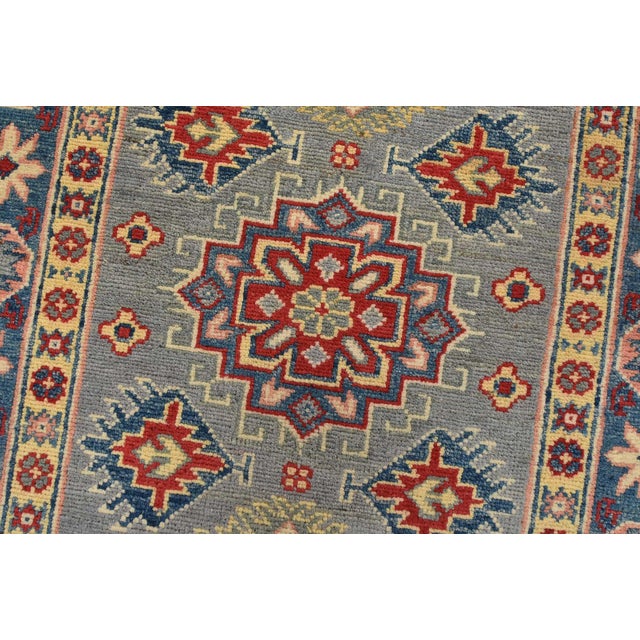 Textile Kazak Runner 2’9” X 9’9” Gray Wool Tribal Hand-Knotted Oriental Rug For Sale - Image 7 of 13