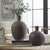 This Set Of Two Terra Cotta Vases Feature Natural Bamboo Pieces Hand-applied In A Stripe Motif Accented By A Black Washed...