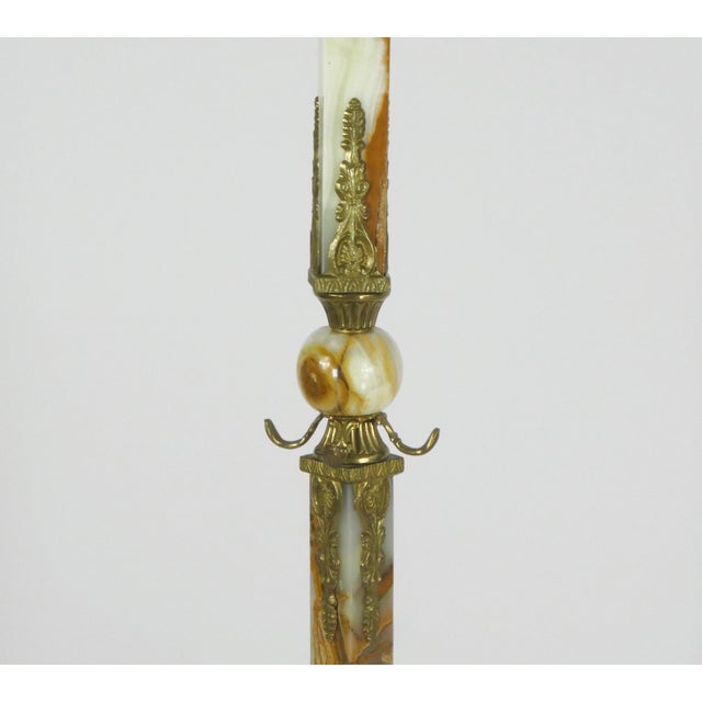 Vintage Italian Free Standing Marble Brass Coat Rack For Sale - Image 5 of 8