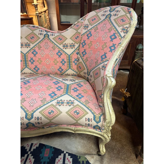 Vintage French Provincial Style Settee With Gorgeous Upholstery For Sale In Pittsburgh - Image 6 of 14