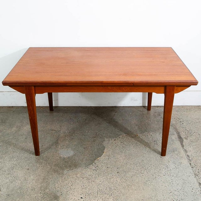 1960s Mid Century Danish Modern Dining Table Denmark Teak Wood Extension Draw Leaf Nm For Sale - Image 4 of 12