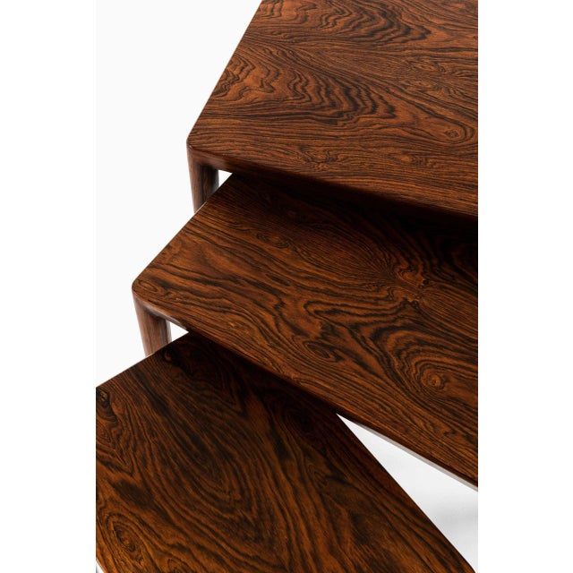 Danish Rosewood Nestings Tables by Erik Riisager Hansen for Haslev Møbelsnedkeri, 1950s, Set of 3 For Sale - Image 6 of 9