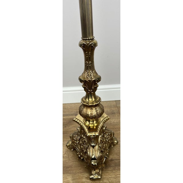 Goldenrod Vintage Floor Lamp with Tassel Shade For Sale - Image 8 of 18