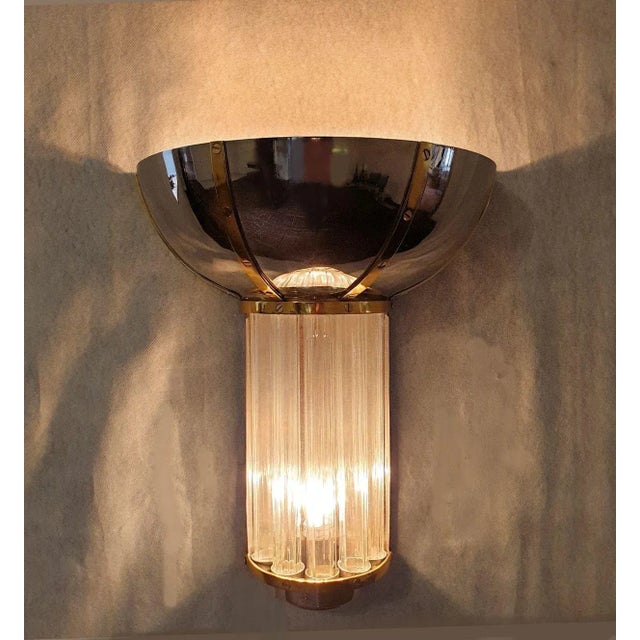 1960s Pair of Chrome and Brass Mid-Century Sconces 1960s For Sale - Image 5 of 10