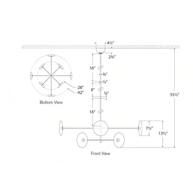 Ian K. Fowler for Visual Comfort Signature Calvino X-Large Radial Chandelier in Aged Iron & Hand-Rubbed Antique Brass with Clear Glass For Sale - Image 9 of 9