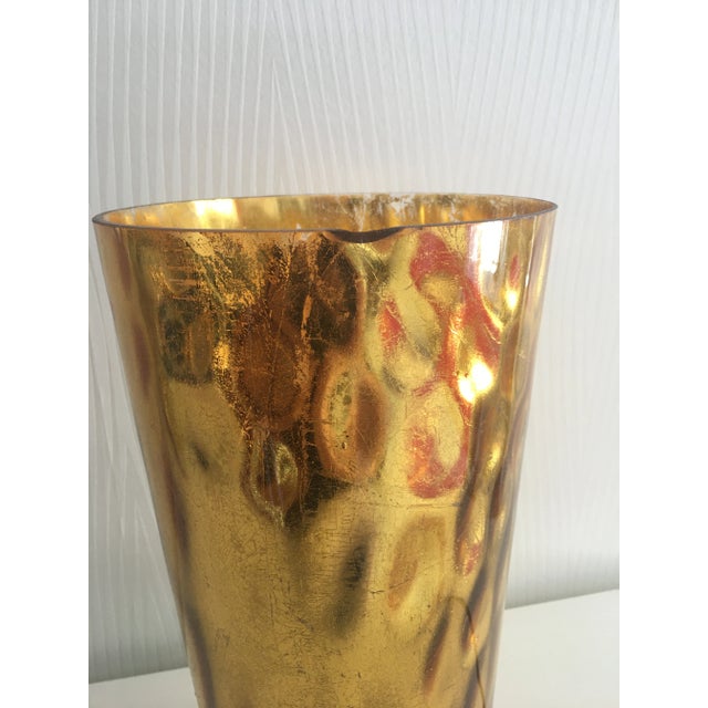 Contemporary 20th Century Lamp With Painted Gold Glass Shade For Sale - Image 3 of 5