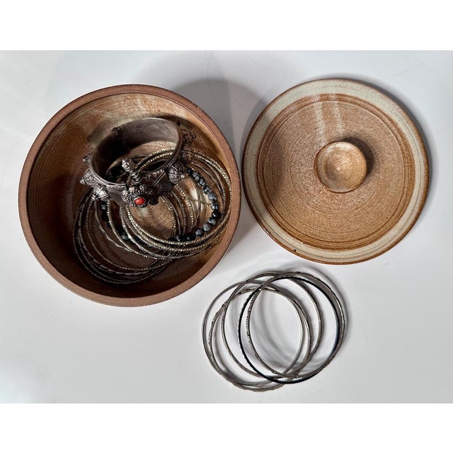 Brown Modernist Studio Ceramic Art Pot with Lid by Helma Klett, Germany, 1960s For Sale - Image 8 of 12