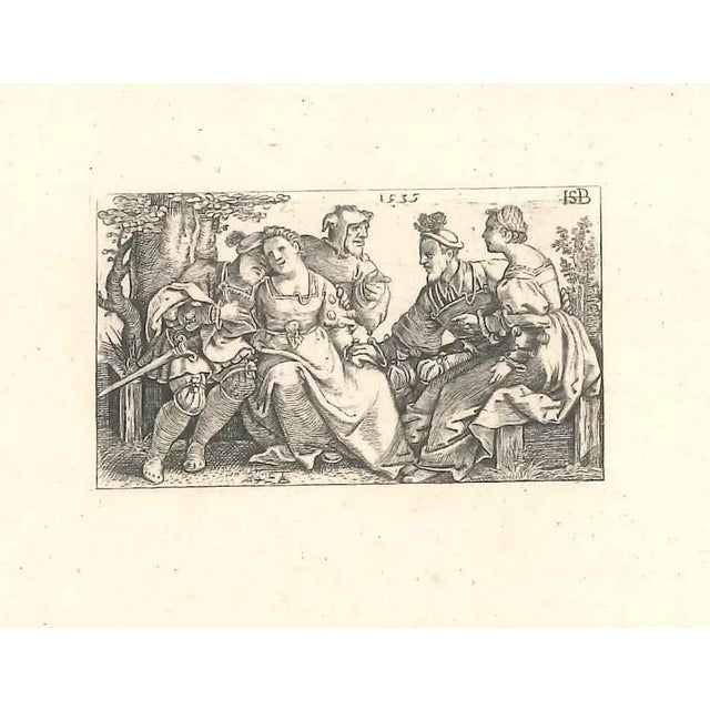 Sebald Beham, The Jester and Two Couples in Love, 1514, Etching For Sale - Image 3 of 3