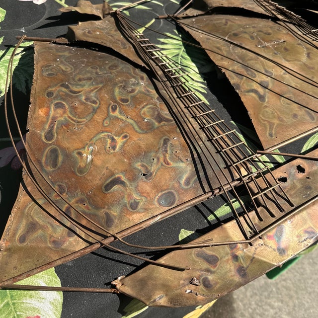 Large Metal Vintage Ship Flat Sculpture For Sale - Image 4 of 8