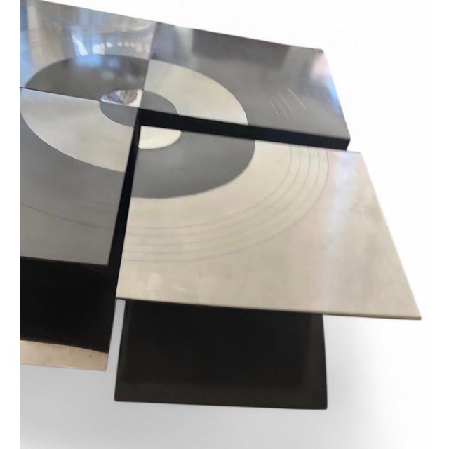 Brutalist Table on Polished Stainless Steel, 1960s For Sale - Image 10 of 12
