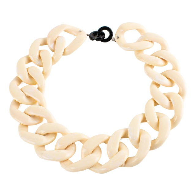Angela Caputi Italy Choker Necklace Massive Cream-White Resin Chain For Sale