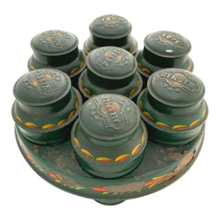 Vintage Tin Spice Round- 8 Pieces For Sale