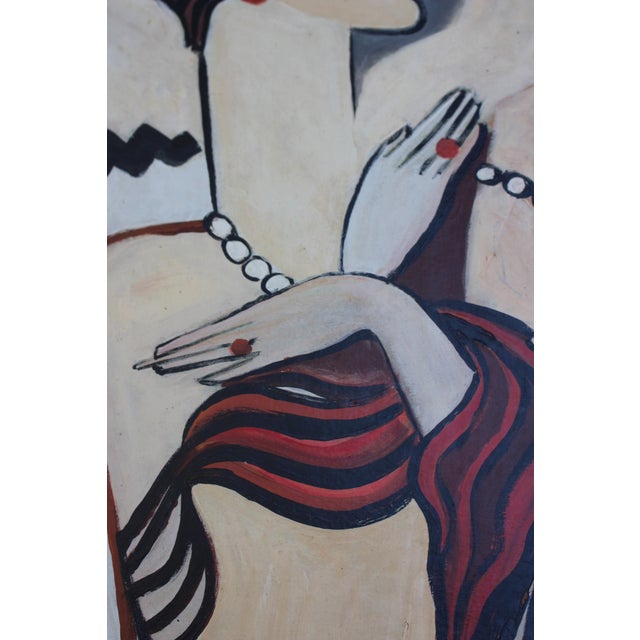 Terra Cotta 1960s Midcentury Modern Expressionist Nude Oil Painting For Sale - Image 8 of 12