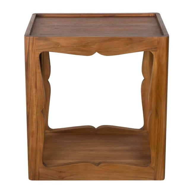 Elevate your space with the Kabbal Side Table, a masterpiece of modern design and crafted from solid teak with a clear...