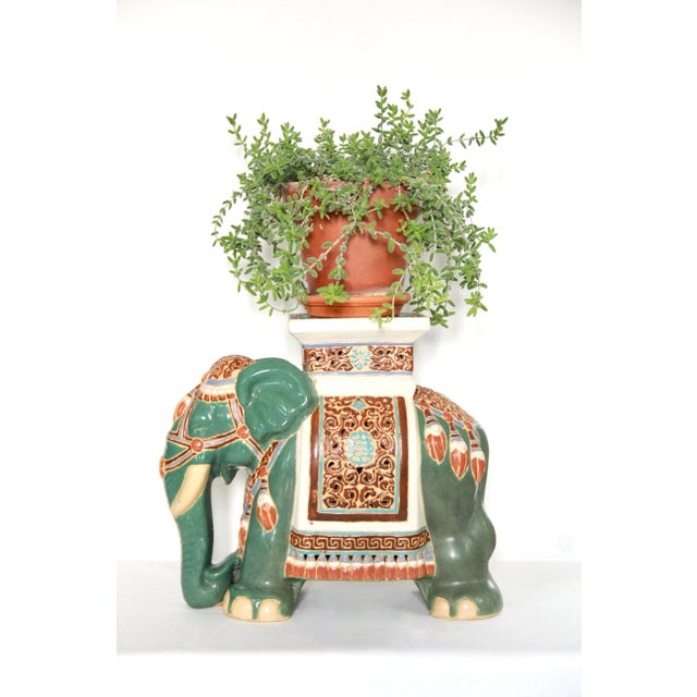 Vintage Ceramic Handmade Elephant Plant Stand, 1970s For Sale - Image 4 of 11