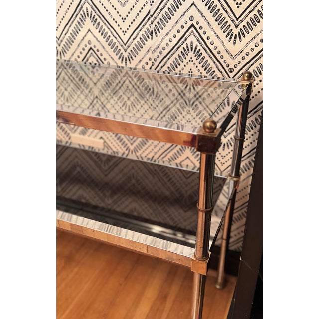 Vintage Hollywood Regency Chrome & Glass Console Table For Sale - Image 6 of 10