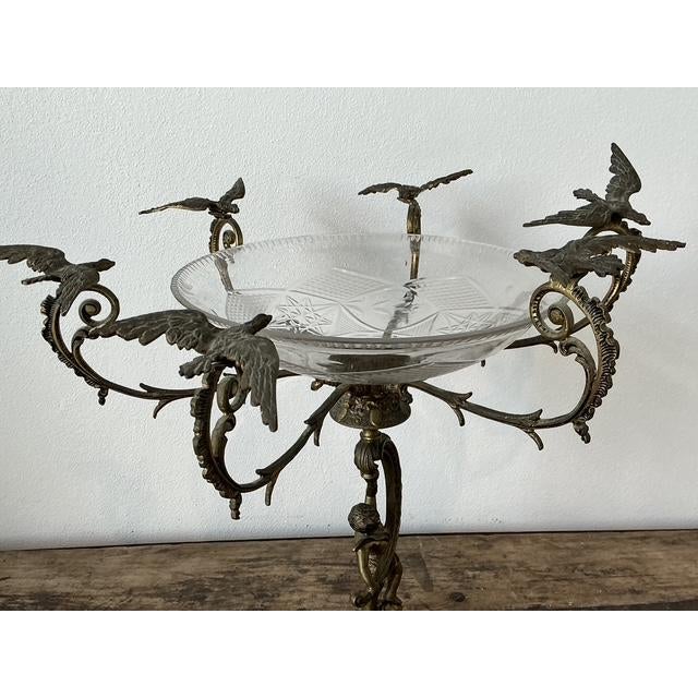 Early 20th Century Vintage Victorian Cut Glass and Brass Epergene For Sale - Image 5 of 12