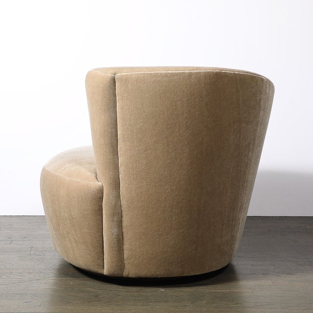 Textile Pair of Swiveling "Nautilus" Chairs by Vladimir Kagan in Luxe Camel Mohair For Sale - Image 7 of 11