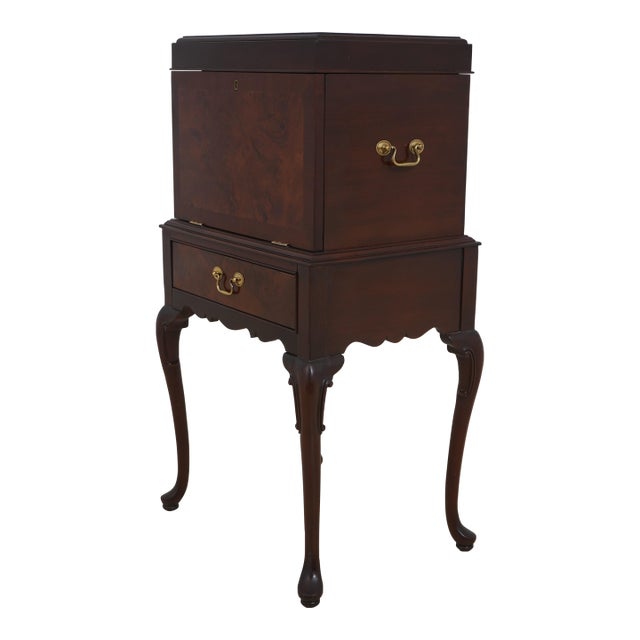 Hickory White Mahogany Silver Chest W. Burl Front For Sale