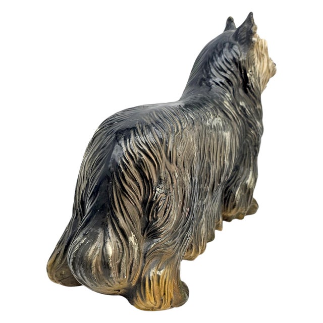 Sculpture Materials Vintage Mid-Century Italian Style Plaster Yorkie Figurine Enamel 16.5" For Sale - Image 7 of 13