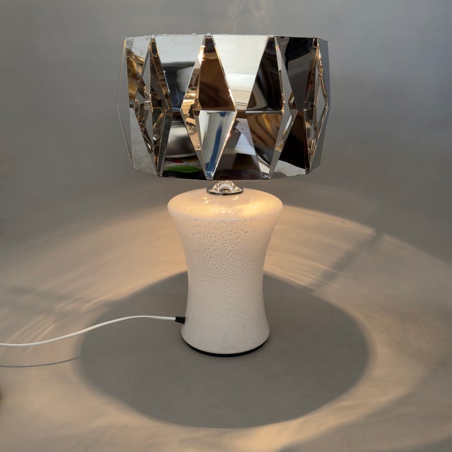 1970s Murano Glass Table Lamp in Chrome, 1970 For Sale - Image 5 of 18