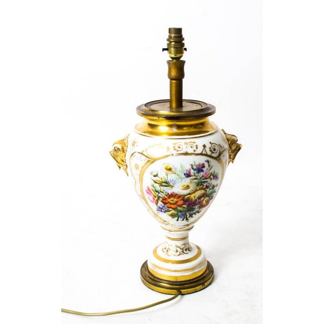 Ceramic 19th Century French Hand-Painted & Gilt Porcelain Table Lamp For Sale - Image 7 of 11