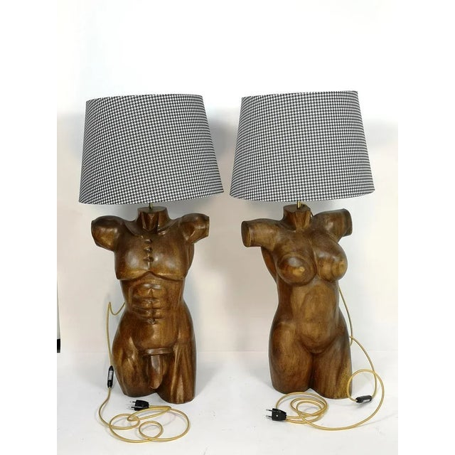 Sculptural Solid Wood Torso Lamps, 1970s, Set of 2 For Sale - Image 16 of 16
