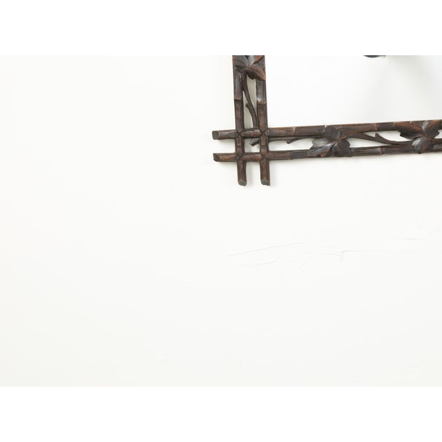 Wood Black Forest 1900s Mirror with Carved Vine Motifs and Intersecting Corners For Sale - Image 7 of 7