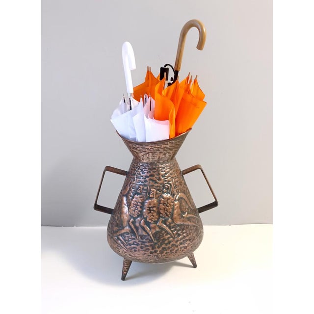 Vintage Copper Umbrella Stand attributed to Angelo Bragalini, Italy, 1960s For Sale - Image 12 of 15