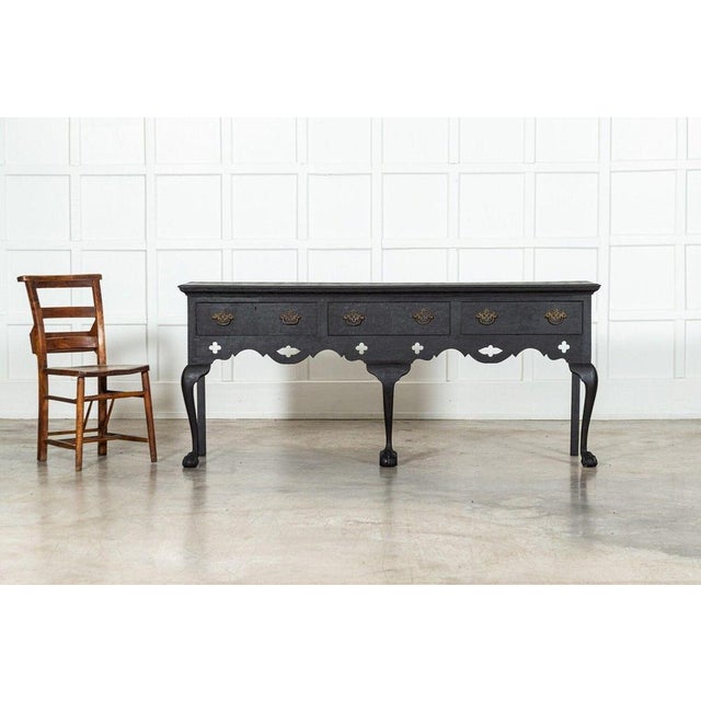 Large English Grain Ebonised Oak Dresser Base, 1870s For Sale - Image 3 of 17