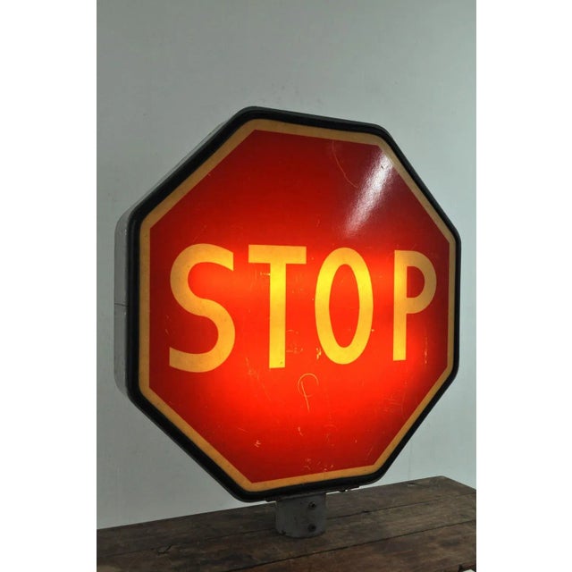 1950s Large Vintage Traffic Stop Sign with Lighting, 1950s For Sale - Image 5 of 12