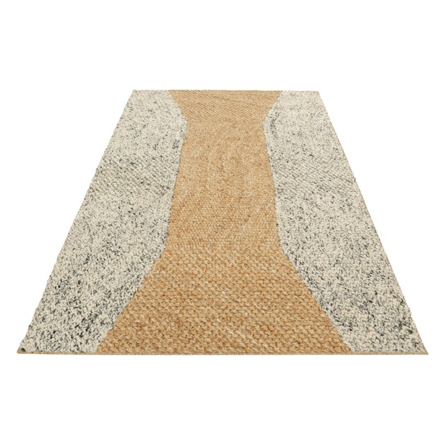 2010s Rug & Kilim’s Abstract Flatweave in Beige-Brown and White Geometric Patterns For Sale - Image 5 of 7