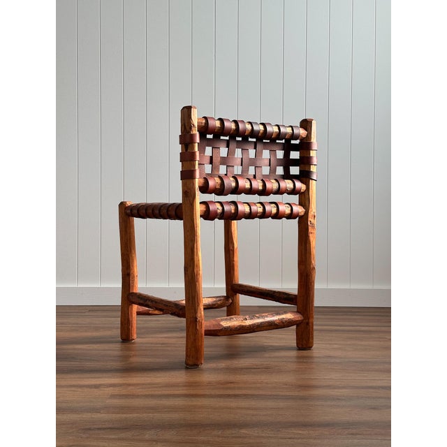 Burgundy 1940s Italian Leather Strap Dining Chairs, Set of Four For Sale - Image 8 of 17