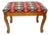 1970s Mid-Century Boho Chic Folk Art Needlepoint Stool Bench. For Sale