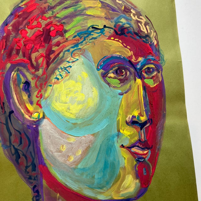 Abstract Contemporary Original E.J.Hartmann Abstract Portrait Painting Signed For Sale - Image 3 of 4