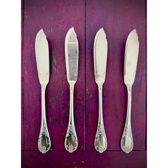Late 19th Century Christofle “Marly” French Silver-Plated Flatware & Fish Knives Set – 38 Pieces, Louis XIV Pattern For Sale - Image 9 of 10