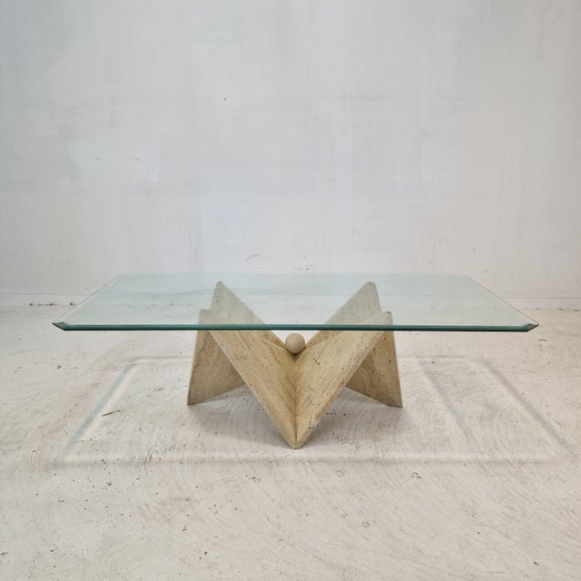 Italian Coffee Table in Travertine, 1980s For Sale - Image 9 of 18