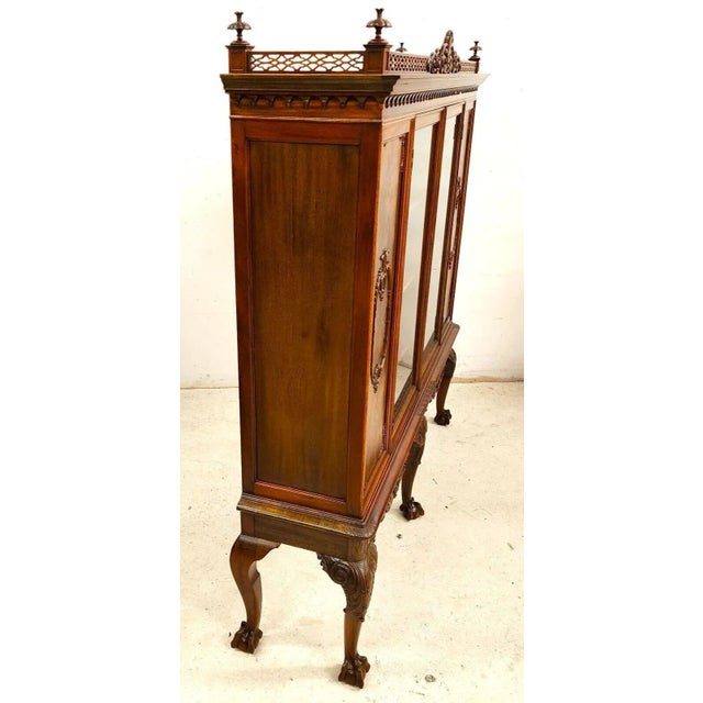 Antique Walnut China Cabinet Chippendale by Royal Furniture Co For Sale - Image 4 of 15