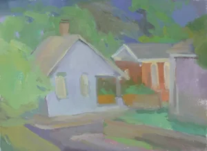 "Houses After a Summer Storm" Contemporary Abstract Oil Painting by Michelle Farro