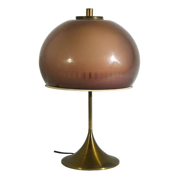 Italian Acrylic Glass &Amp; Brass Table Lamp from Lamter, 1960s For Sale