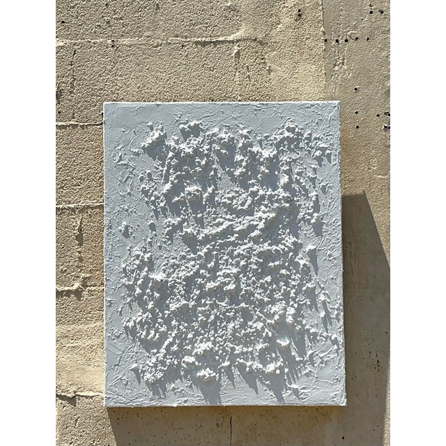 Vintage Boho Abstract Mixed Media Painting on Canvas For Sale In West Palm - Image 6 of 6